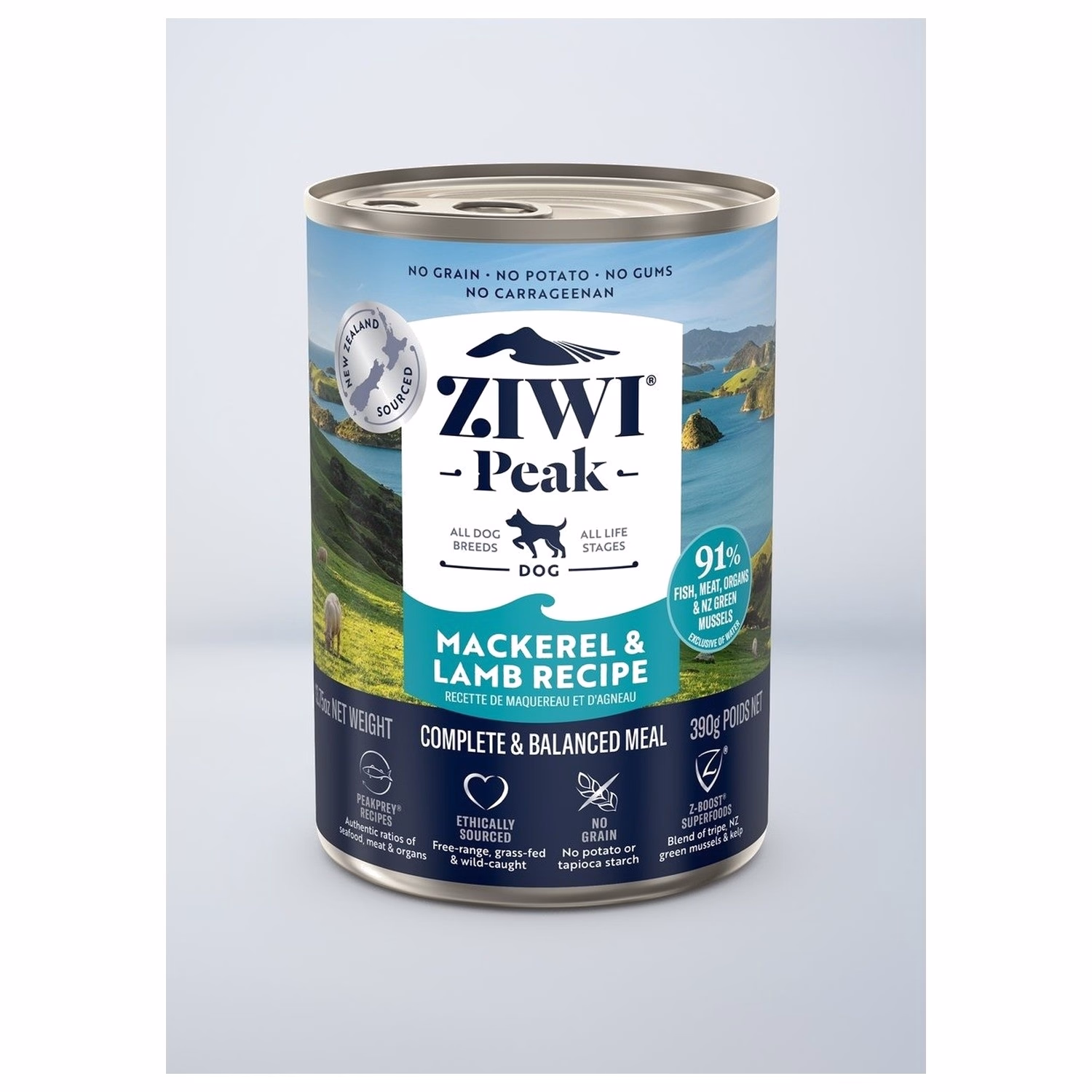 Ziwipeak新西蘭巔峰狗罐頭 - 無穀物鯖魚羊肉配方 390g