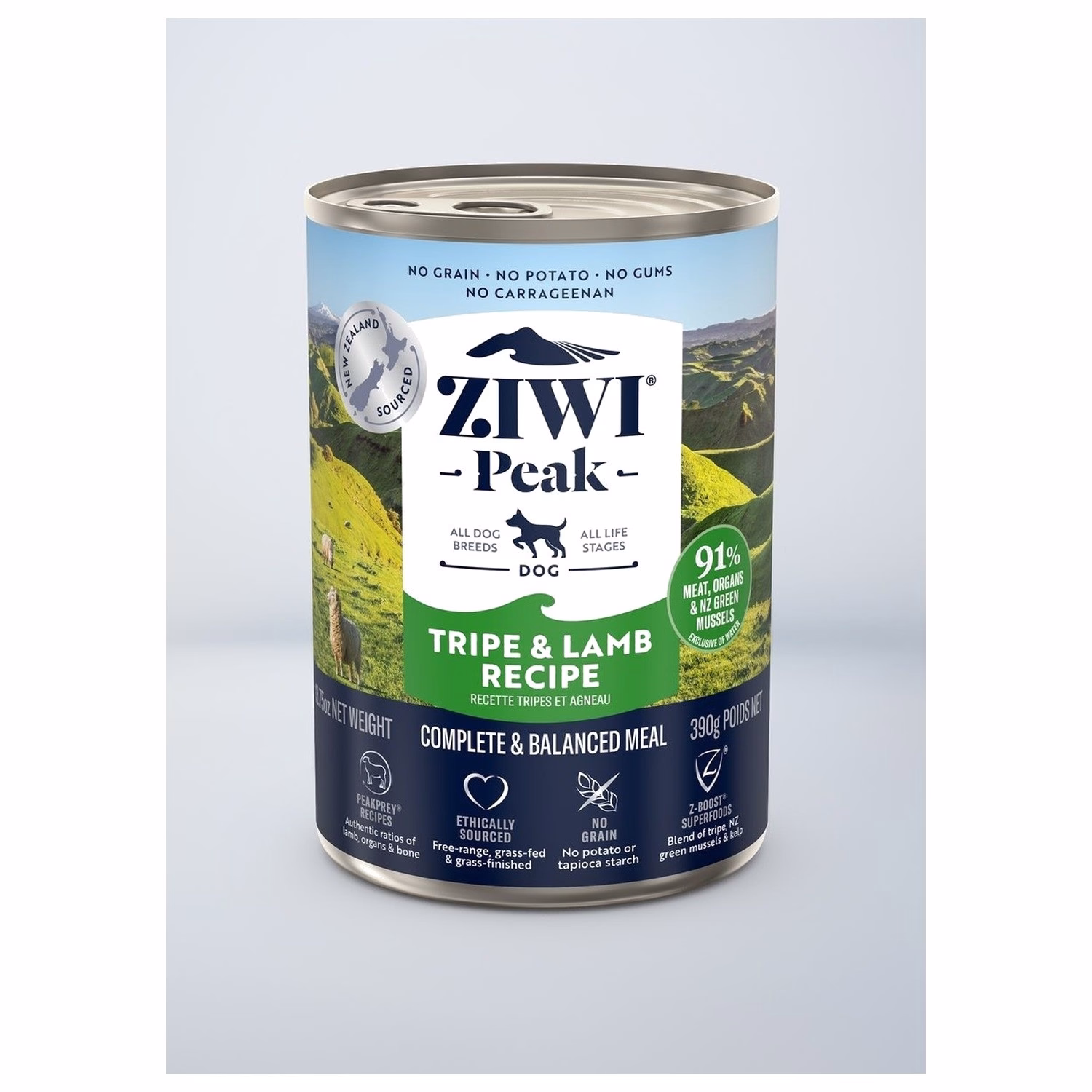 Ziwipeak新西蘭巔峰狗罐頭 - 無穀物草胃羊肉配方 390g