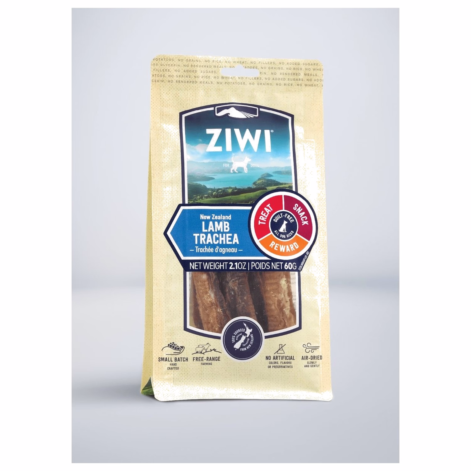 Ziwipeak新西蘭巔峰狗小食 - 潔牙骨系列 - 風乾脫水羊氣管 2.1oz | 60g