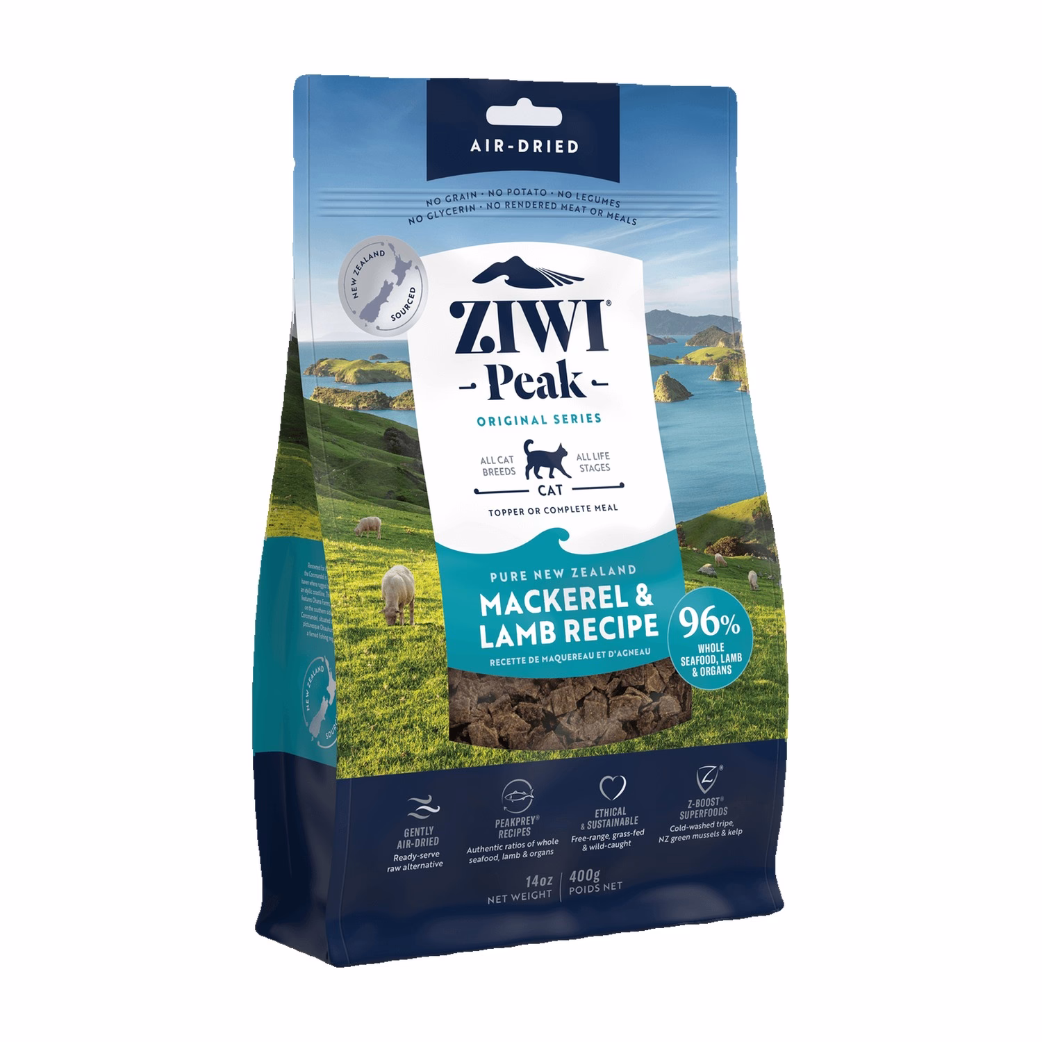 Ziwipeak Cat Food - Air Dried - Grain Free Mackerel & Lamb Recipe