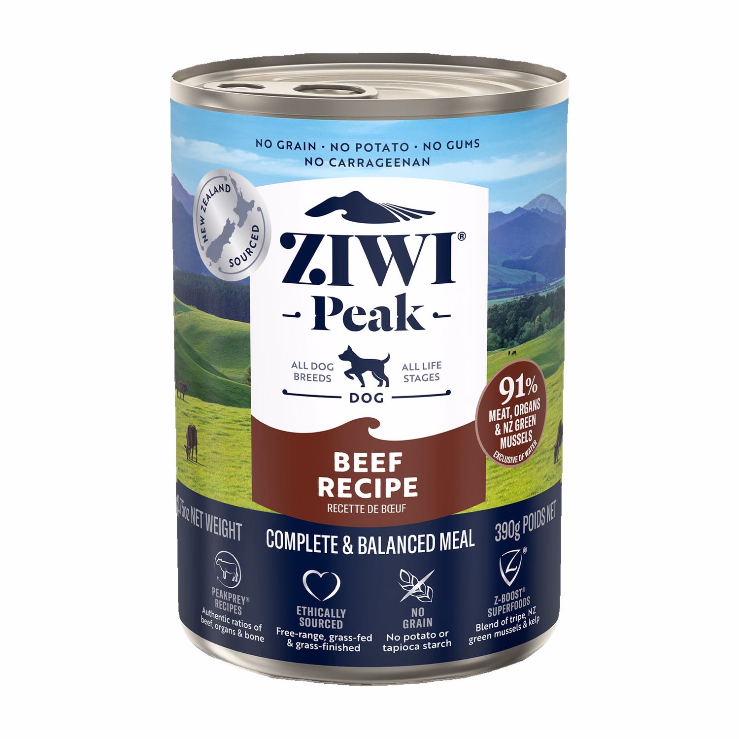 Ziwipeak Dog Can Food - Grain Free Beef 390g