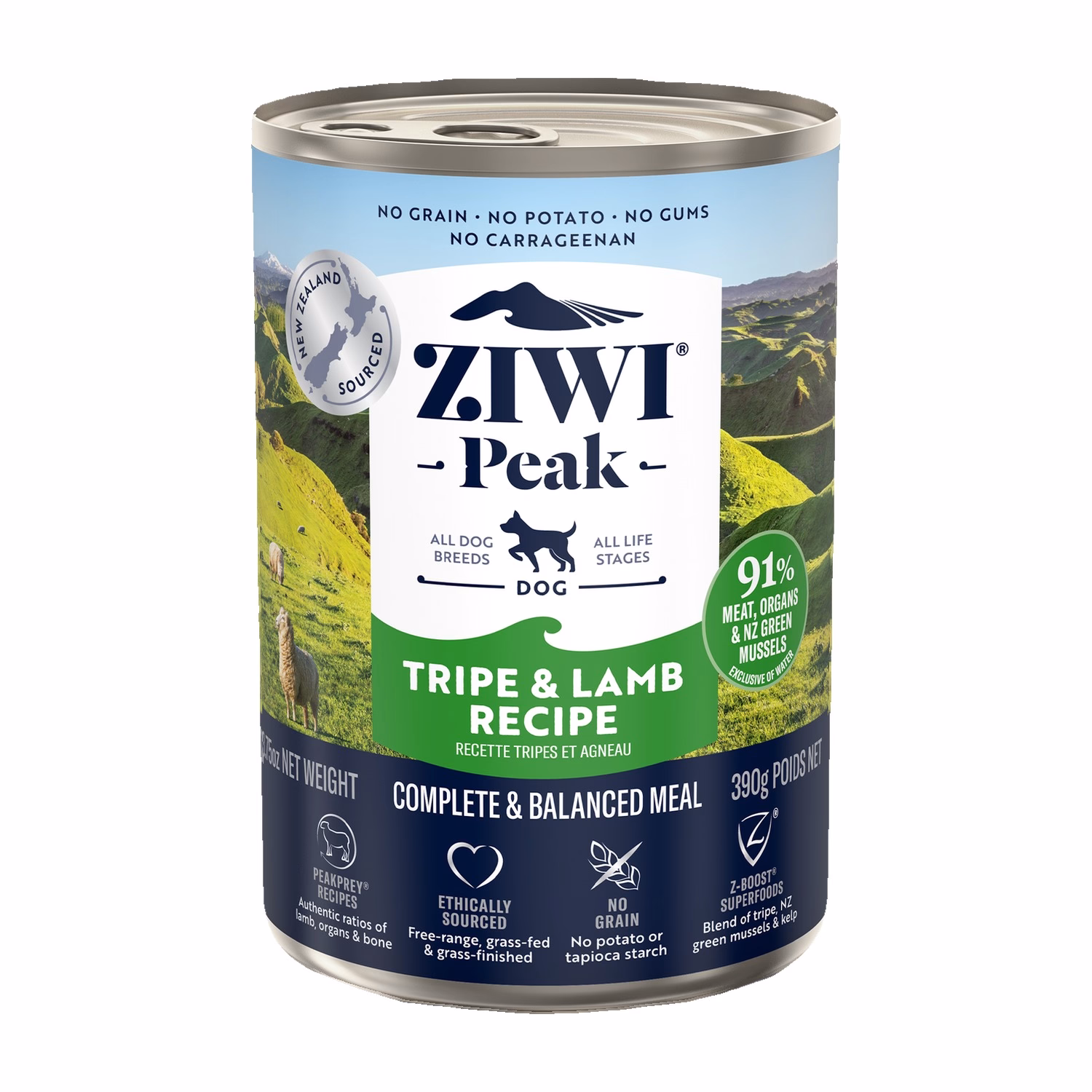 Ziwipeak Dog Can Food - Grain Free Tripe & Lamb 390g