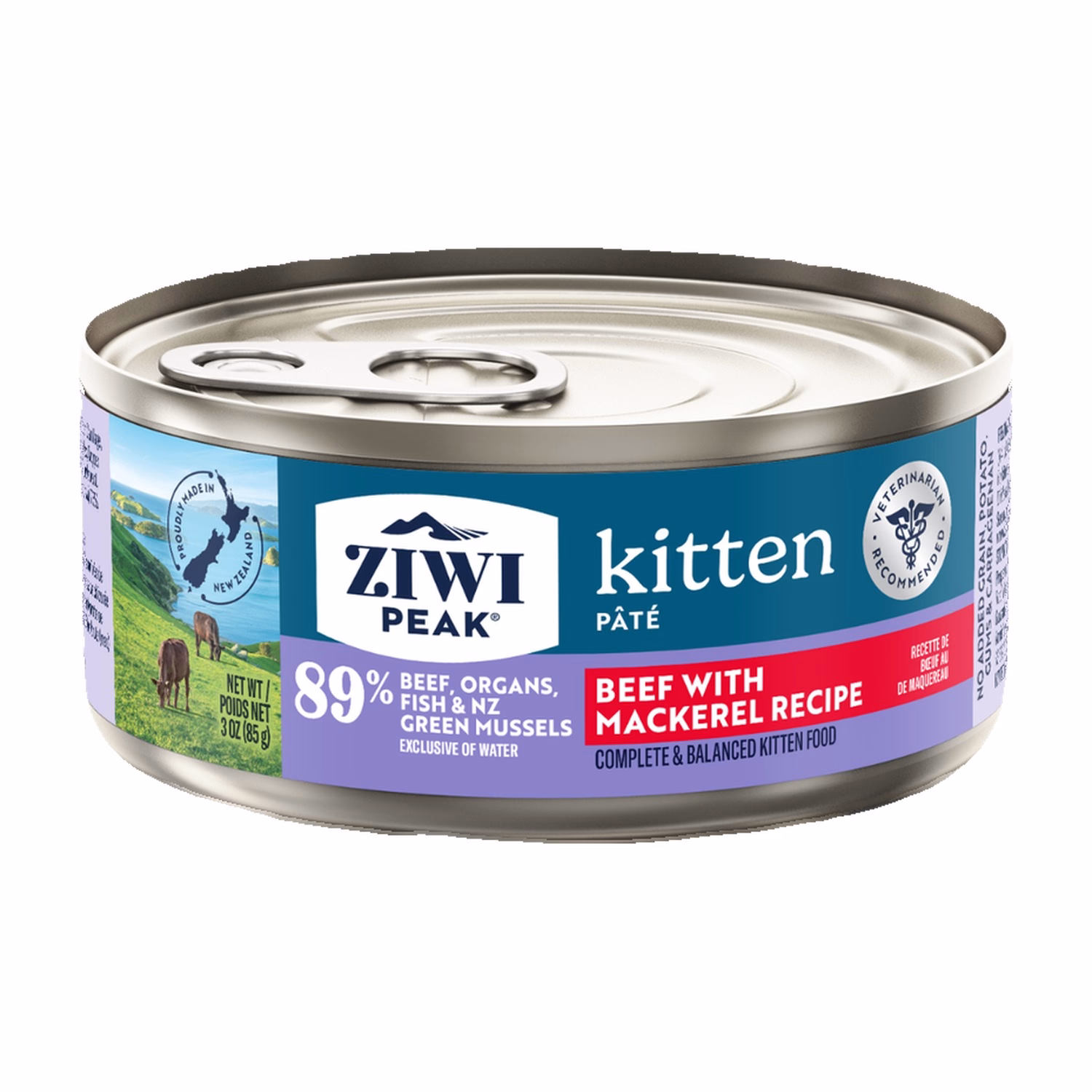 Ziwipeak Cat Can Food - Grain Free Beef with Mackerel Kitten 85g