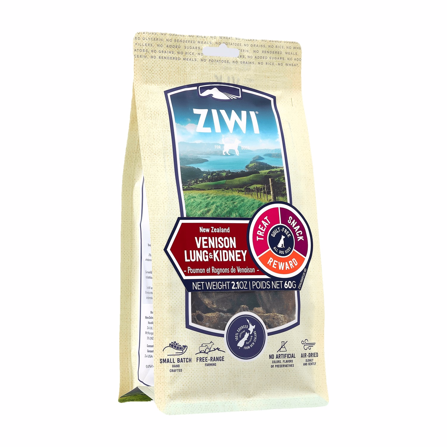 Ziwipeak Dog Treat - Oral Healthcare Chews - Air Dried Venison Lung & Kidney 2.1oz
