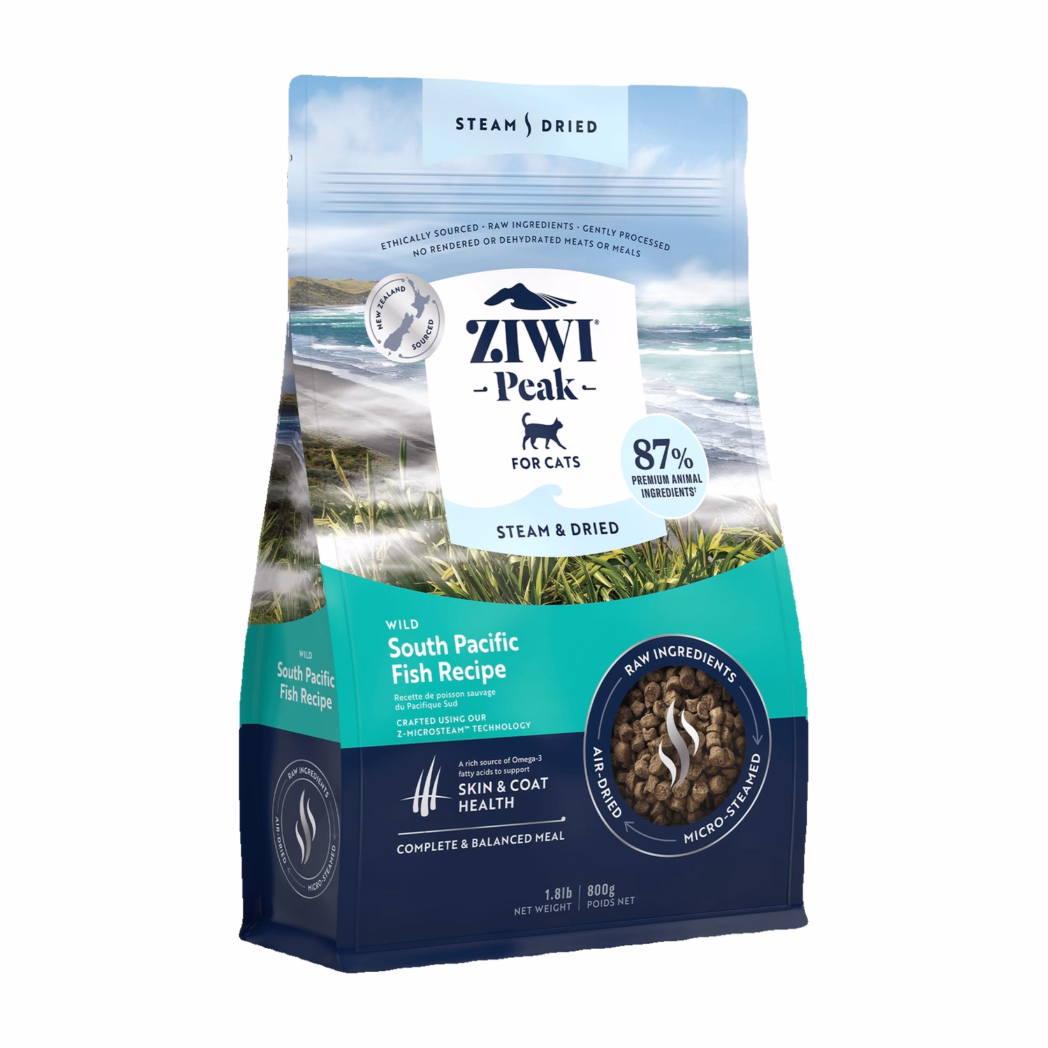 Ziwipeak Cat Food - Steam & Dried - Grain Free Wild South Pacific Fish Recipe