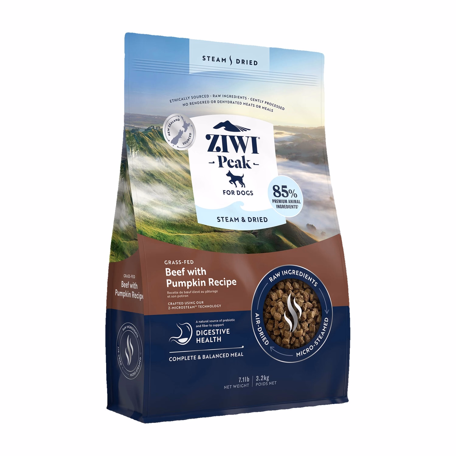 Ziwipeak Dog Food - Steam & Dried - Grain Free Beef with Pumpkin 3.2kg
