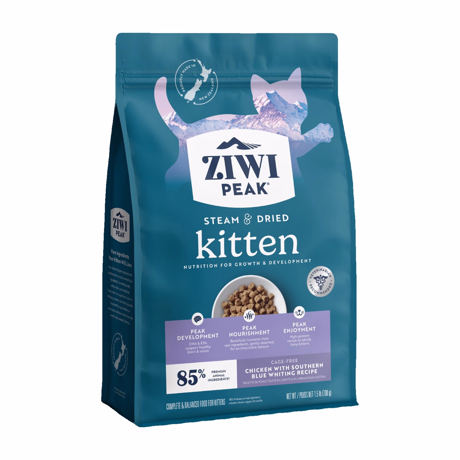 Ziwipeak Cat Food - Steam & Dried - Grain Free Chicken with Southern Blue Whiting Kitten 700g
