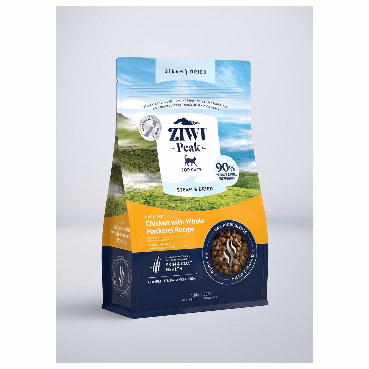 Ziwipeak新西蘭巔峰貓糧 - 柔蒸溫乾系列 - 無穀物放養雞配原條鯖魚