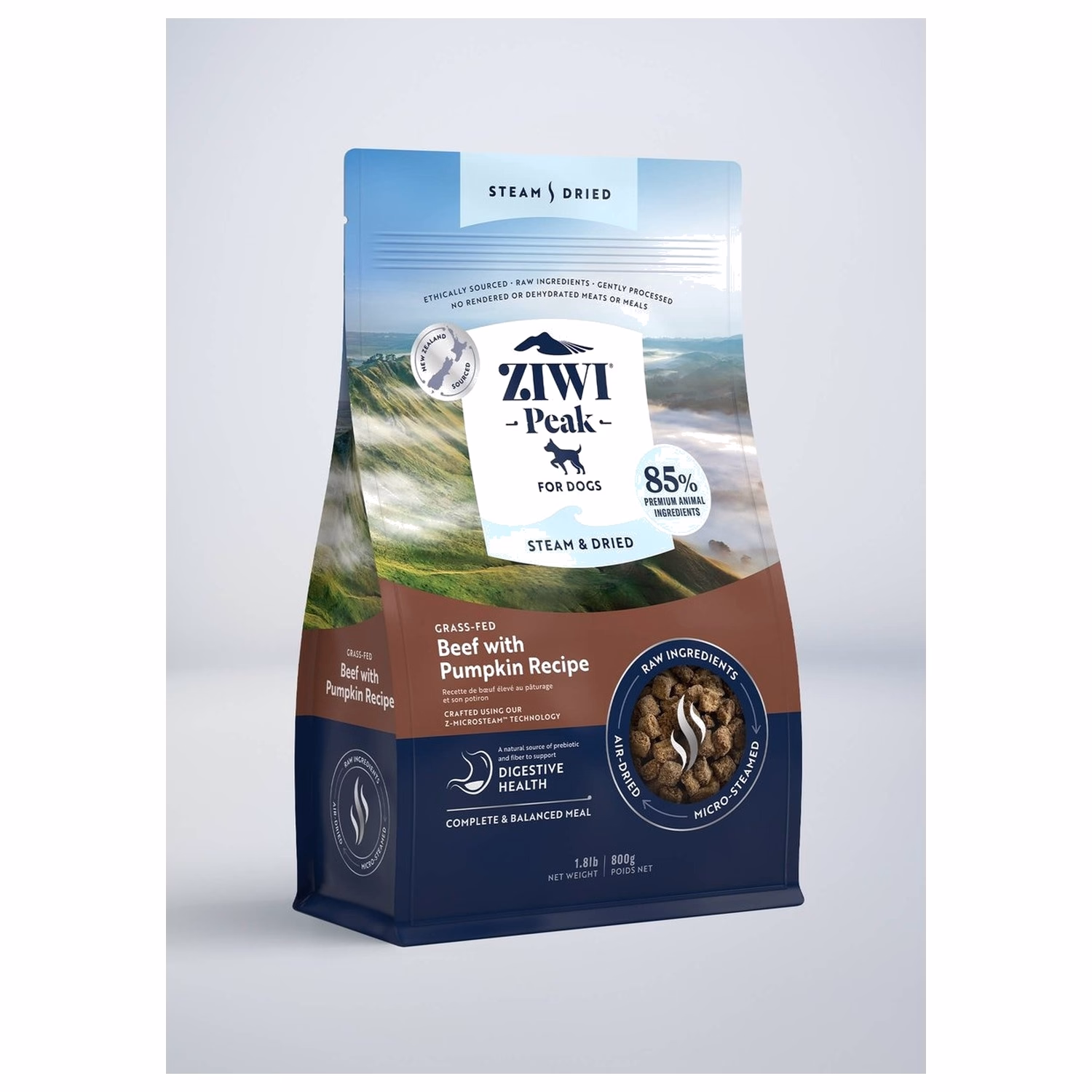 Ziwipeak Dog Food - Steam & Dried - Grain Free Beef with Pumpkin Recipe