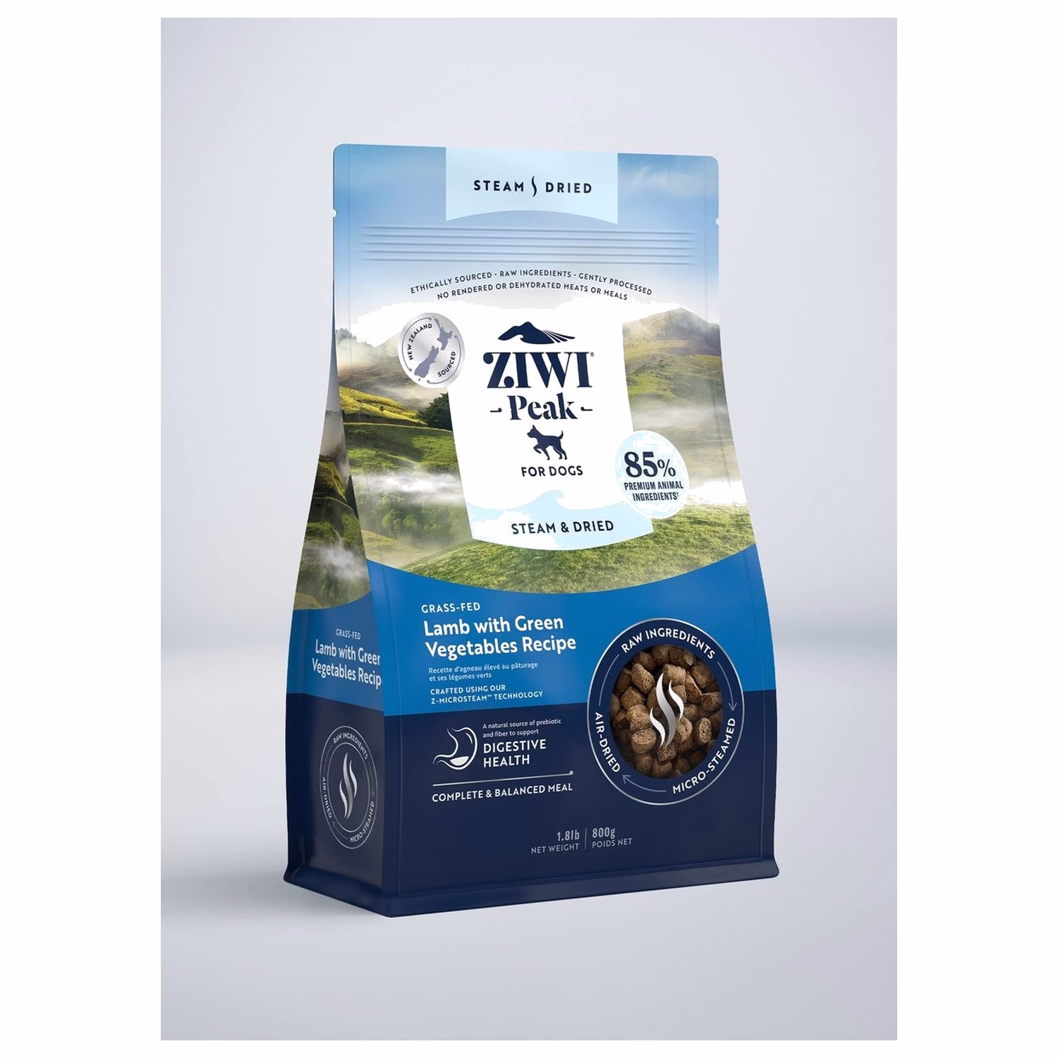 Ziwipeak Dog Food - Steam & Dried - Grain Free Lamb with Green Vegetables Recipe