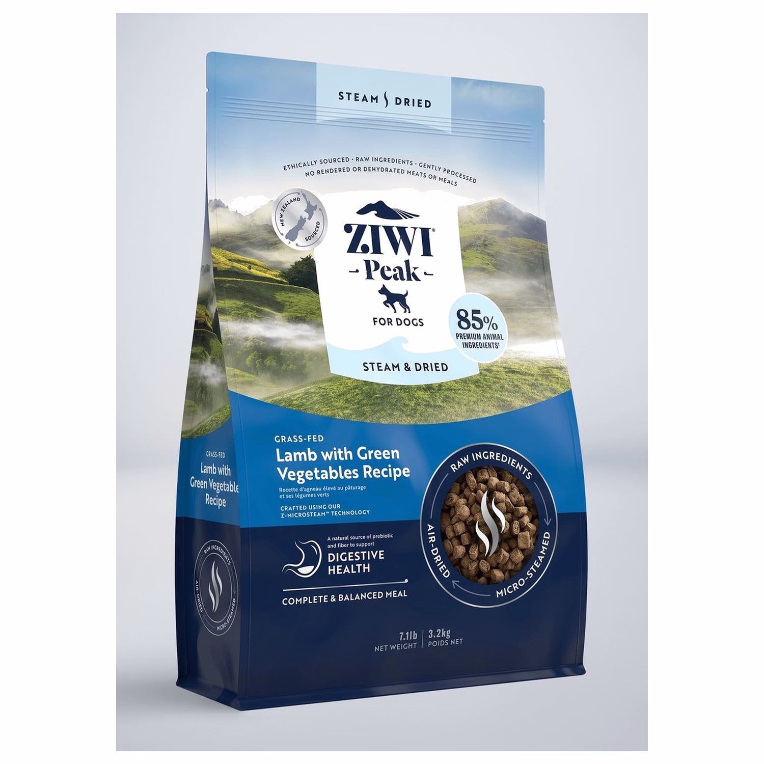 Ziwipeak新西蘭巔峰狗糧 - 柔蒸溫乾系列 - 無穀物草飼羊肉配綠色蔬菜 3.2kg