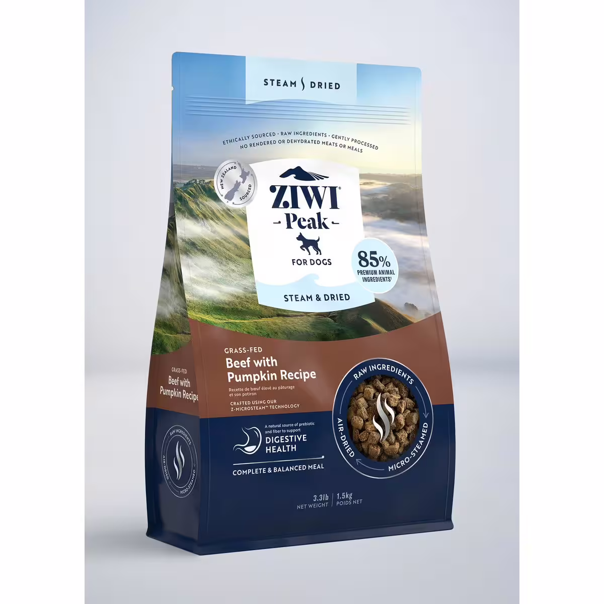 Ziwipeak Dog Food - Steam & Dried - Grain Free Beef with Pumpkin 1.5kg