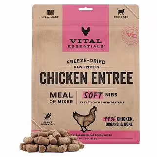 Vital Essentials Cat Food - Freeze-Dried Soft Nibs - Chicken 12oz