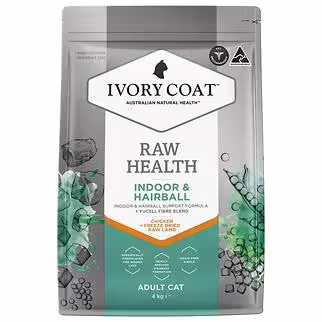 IVORY COAT Cat Food - Indoor & Hairball - Chicken & Freeze Dried Raw Lamb