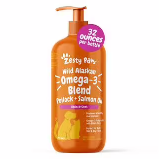 Zesty Paws Supplement - Wild Alaskan Omega+ Salmon Oil - Skin & Coat Care for Dogs & Cats 