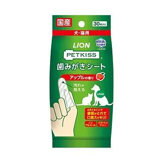 Lion Pet日本獅王 Petkiss - 潔齒濕紗布 蘋果香味 30片 | 100g