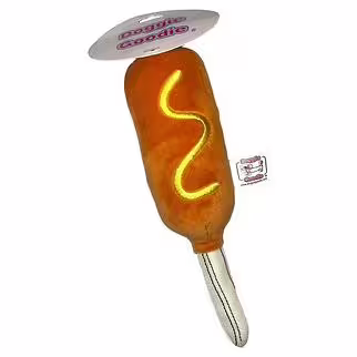 Doggie Goodie Dog Plush Toy With Squeaker - Corn Dog