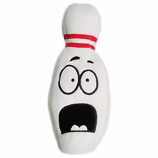 Doggie Goodie Dog Plush Toy With Squeaker - Scared Bowling Pin