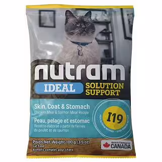 試食裝 Nutram 加拿大紐頓貓乾糧 - I19 敏感腸胃，皮膚配方 100g