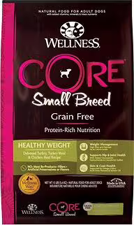 Wellness CORE Grain Free Dog Food - Small Breed Healthy Weight - Turkey & Chicken 12lb