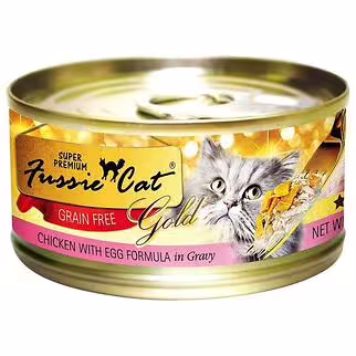 Fussie Cat Can - Gold Label - Chicken with Egg in Gravy 80g