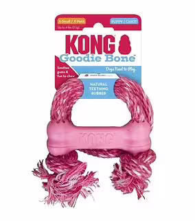 KONG Dog Toy - Goodie Bone With Rope for Puppies - Light Pink