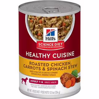 Hills Dog Canned Food - Healthy Cuisine Roasted Chicken Carrots Spinach Stew 12.5oz