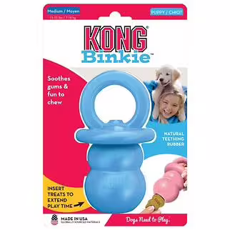 KONG 幼犬玩具 - 漏食奶嘴 (粉籃色) - 中碼