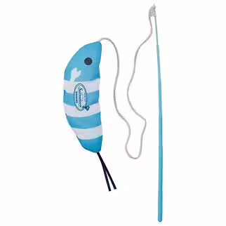 Petio 貓玩具 - 冷感沙沙發聲龍蝦&逗貓棒 (蘇打藍色)