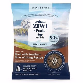 Trial Pack Ziwipeak Cat Food - Steam & Dried - Grain Free Beef Southern Blue Whiting