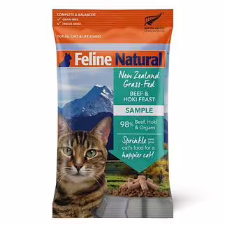 [試食裝] Feline Natural 冷凍脫水鮮肉貓糧 – 牛肉及藍鱈魚配方