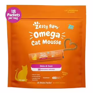 Zesty Paws Cat Treats - Omega Mousse Skin & Coat Health - Tuna Flavor 18pcs (9oz)