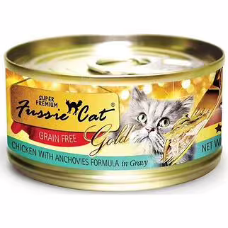 Fussie Cat Can - Gold Label - Chicken with Anchovies in Gravy 80g