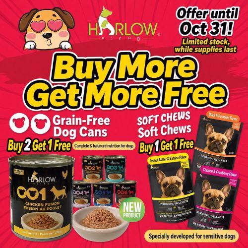Harlow Blend Buy More Get More Free — dog cans Buy 2 Get 1, Soft Chews Buy 1 Get 1