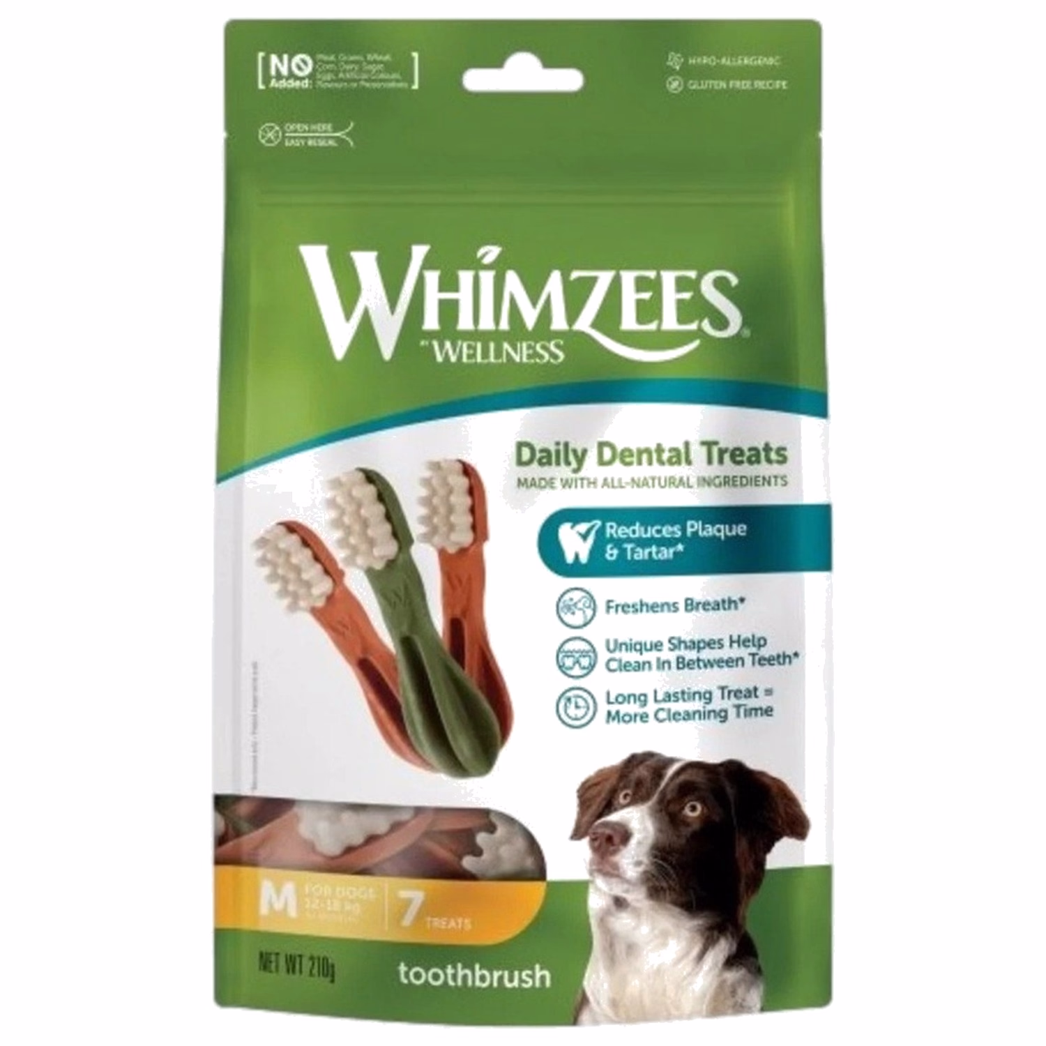 Whimzees Dog Dental Treat — Toothbrush Medium 210g (7 treats)